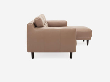 Grade 800 Coachella Warm Grey with Black Ash - Button Tufted Back Cushion Detail - Right Hand Facing Chaise