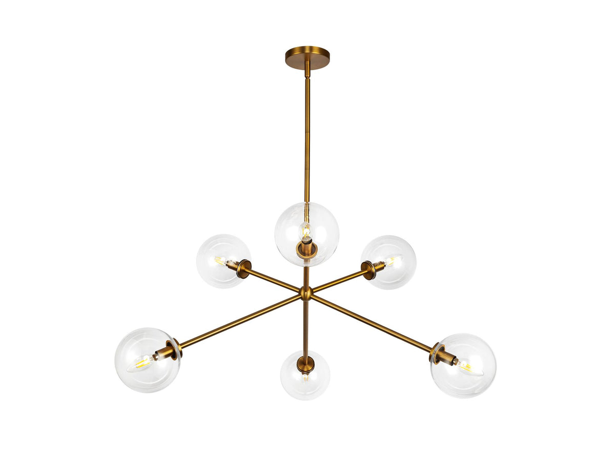 Cassia Chandelier – Aged Gold/Clear Glass