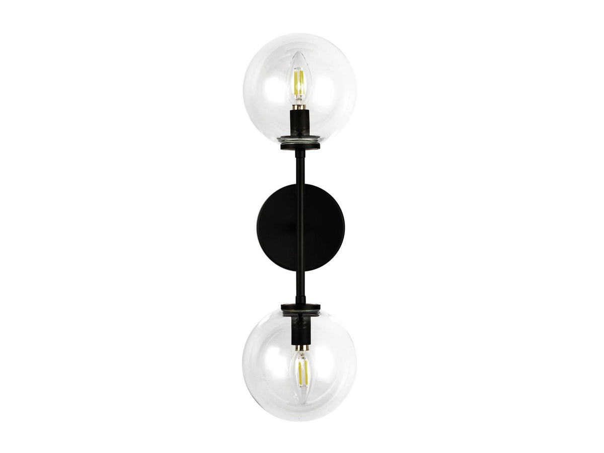 Cassia Wall Light – 2 Lights / Matte Black/Clear Glass