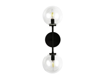 Cassia Wall Light – 2 Lights / Matte Black/Clear Glass