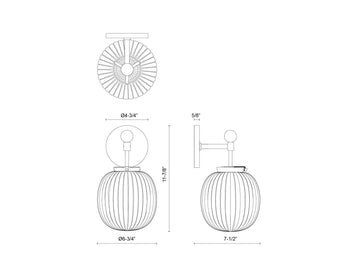 Cherise Wall Lamp – Brushed Gold/Glossy Ribbed Opal Glass – view 4