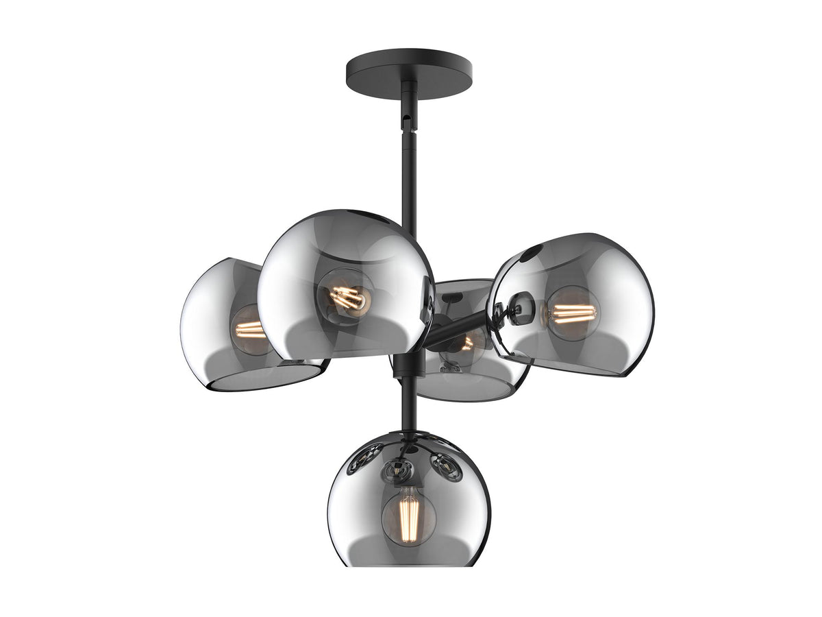 Willow Chandelier – 18" / Matte Black/Smoked Solid Glass