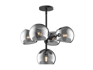 Willow Chandelier – 18" / Matte Black/Smoked Solid Glass