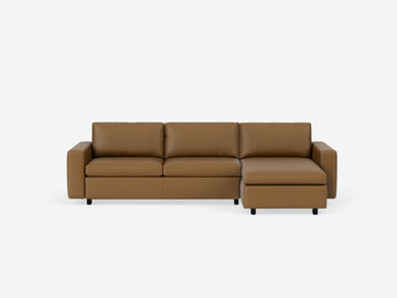 Rein Toast with Black Ash Legs - Standard Arms - Double - Right Hand Facing Storage Chaise