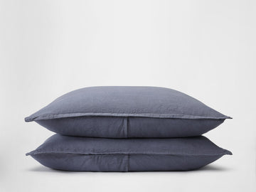 Silk & Snow Flax Sham Set – Standard / Tempest Blue