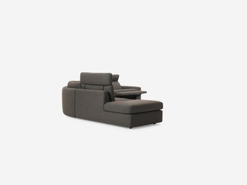 Onno Charcoal Warm Grey with Additional Headrest - Wide Seat - Left Hand Facing Backless Chaise - Wide Track Arm