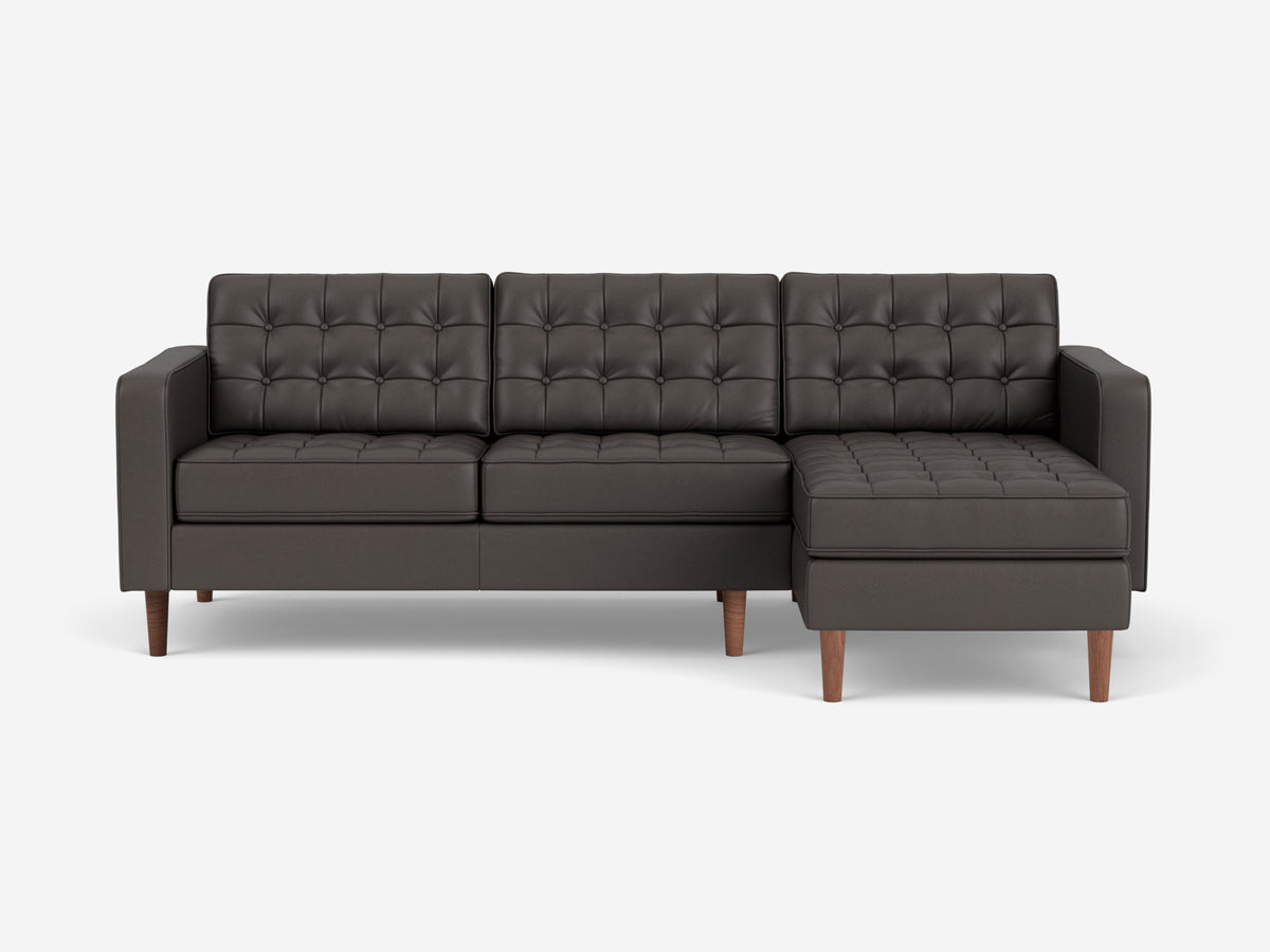Evoque Ardesia with walnut Legs - Right Hand Facing Chaise - Regular Arm Height