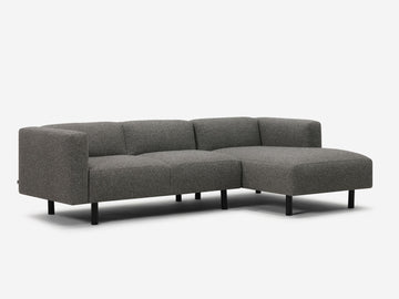 Catrin Peppercorn Fabric - Right Hand Facing Chaise - Black Peg Legs