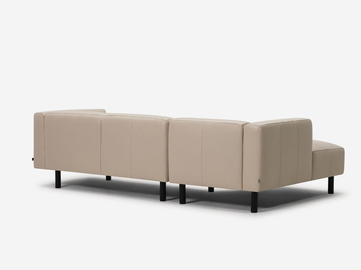 Paloma Hemp Leather - Left Hand Facing Chaise - Black Peg Legs