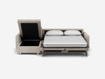 Polo Grey with Stainless Steel Legs - Narrow Arms - Double - Left Hand Facing Storage Chaise