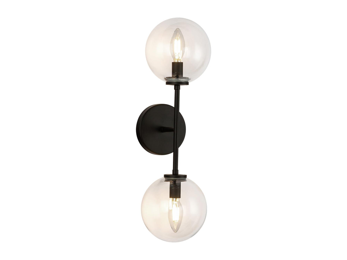 Cassia Wall Light – 2 Lights / Matte Black/Clear Glass – view 2