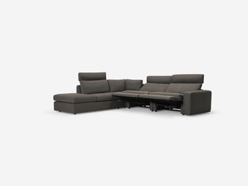 Onno Charcoal Warm Grey with Additional Headrest - Wide Seat - Left Hand Facing Backless Chaise - Wide Track Arm