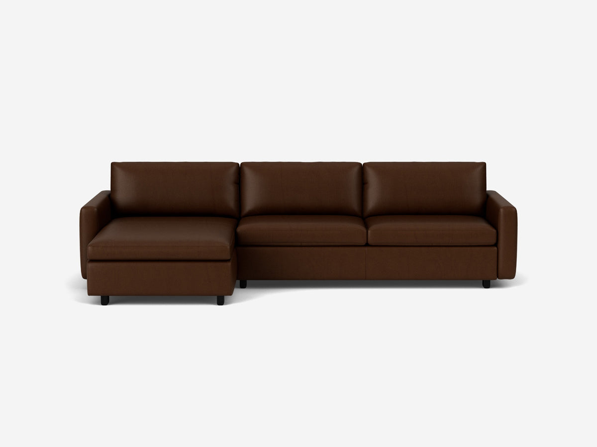 Coachella Madera with Black Ash Legs - Narrow Arms - Queen - Left Hand Facing Storage Chaise