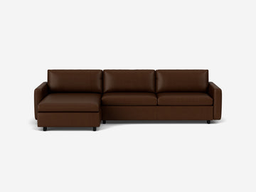 Coachella Madera with Black Ash Legs - Narrow Arms - Queen - Left Hand Facing Storage Chaise