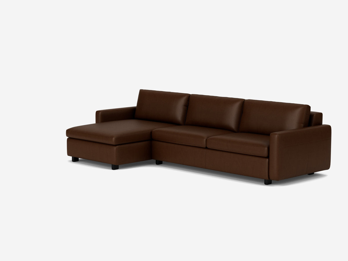 Coachella Madera with Black Ash Legs - Narrow Arms - Queen - Left Hand Facing Storage Chaise