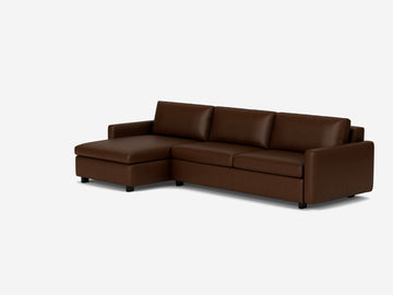 Coachella Madera with Black Ash Legs - Narrow Arms - Queen - Left Hand Facing Storage Chaise