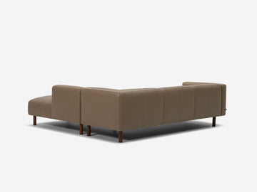 Donna Taupe - Walnut Peg Legs - Right Hand Facing Backless Chaise