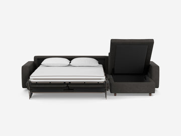 Coda Ash with Walnut Legs - Standard Arms - Queen - Right Hand Facing Storage Chaise