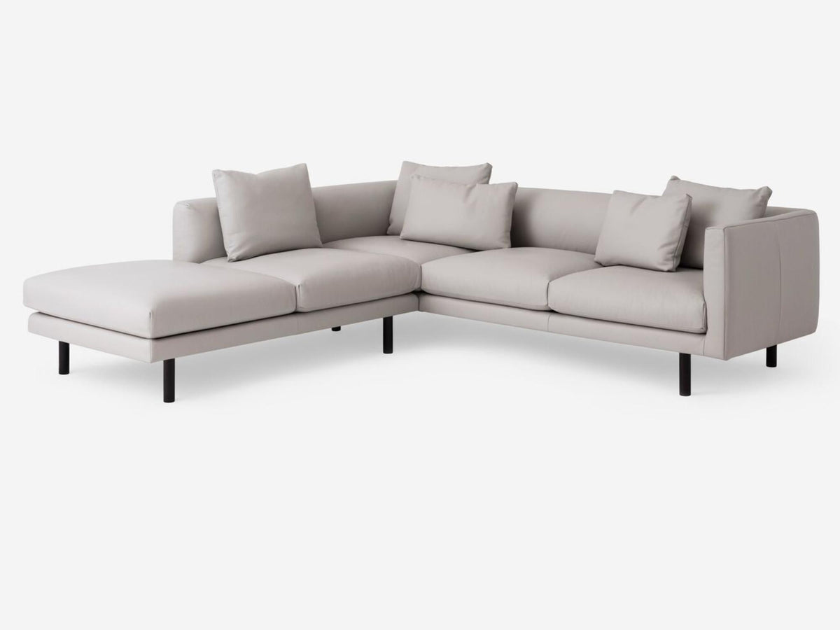 Grade 400 Venice Steel with Black Ash Legs - Left Hand Facing Backless Chaise