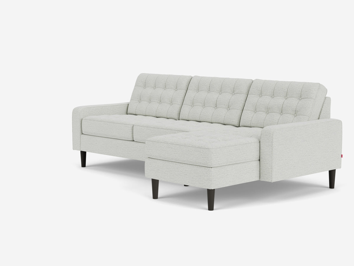 Arctic Wolf with Black Ash Legs - Right Hand Facing Chaise - Low Arm Height