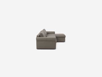 Rein Grey Leather - Shallow Depth - Narrow Seats - Roll Arms - Chaise on Right Hand Side