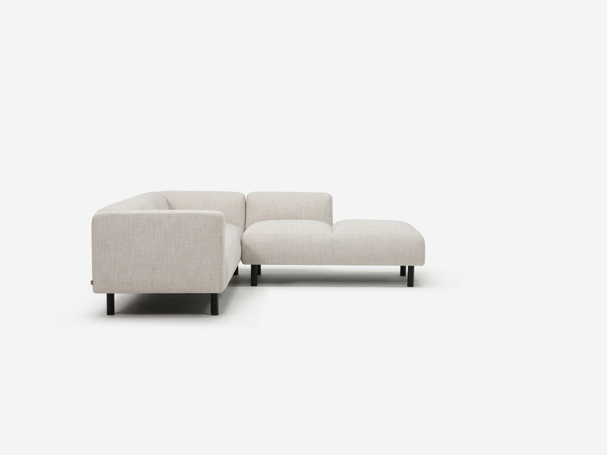 Arctic Pebble - Black Peg Legs - Right Hand Facing Backless Chaise