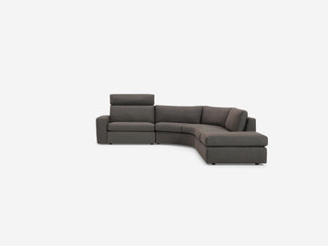 Onno Charcoal Warm Grey with No Additional Headrest - Wide Seat - Right Hand Facing Backless Chaise - Wide Track Arm
