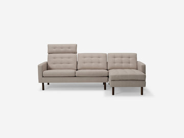 Panama Natural Fabric with Black Ash Legs - Right Hand Facing Chaise - Optional Headrest