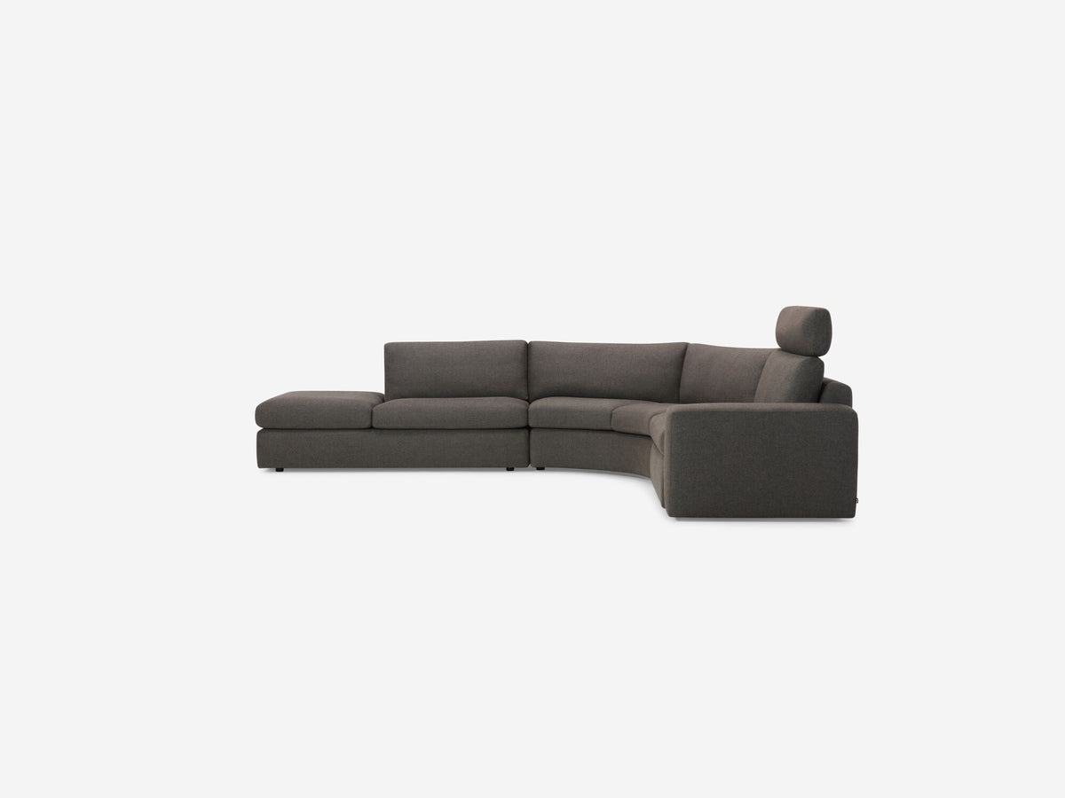 Onno Charcoal Warm Grey with No Additional Headrest - Wide Seat - Left Hand Facing Backless Chaise - Wide Track Arm