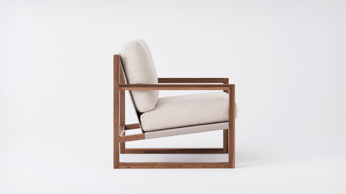 Grade 60 Florence Earth - Back: Cotton Duck Driftwood - Walnut Wood Frame