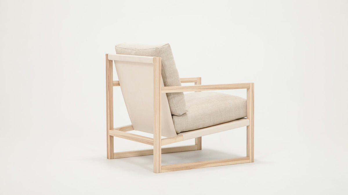 Grade 40 Linen Oatmeal - Back: Cotton Duck Natural - Natural Ash Wood Frame
