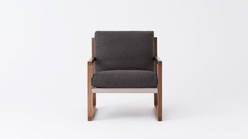 Grade 60 Lana Dark Grey - Back: Cotton Duck Driftwood - Walnut Wood Frame