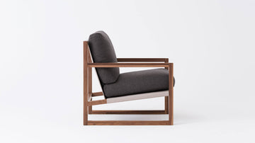 Grade 60 Lana Dark Grey - Back: Cotton Duck Driftwood - Walnut Wood Frame