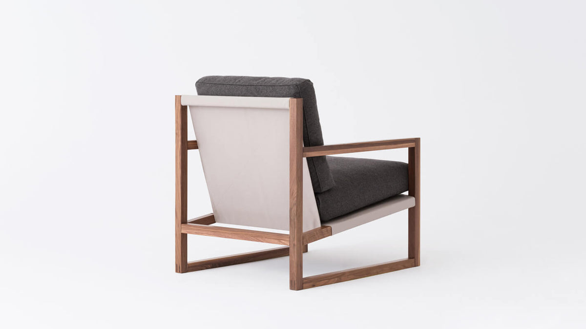 Grade 60 Lana Dark Grey - Back: Cotton Duck Driftwood - Walnut Wood Frame