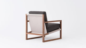 Grade 60 Lana Dark Grey - Back: Cotton Duck Driftwood - Walnut Wood Frame