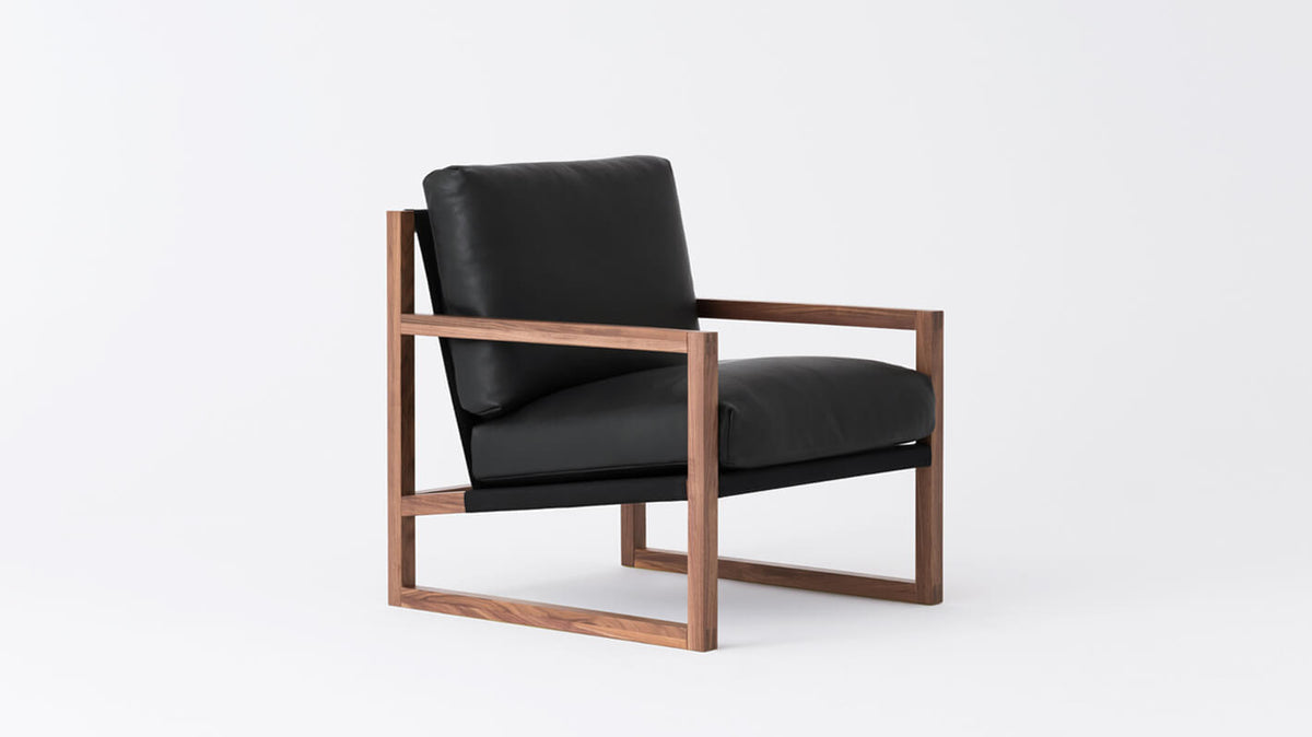 Grade 700 Suave Nero - Back: Cotton Duck Black - Walnut Wood Frame