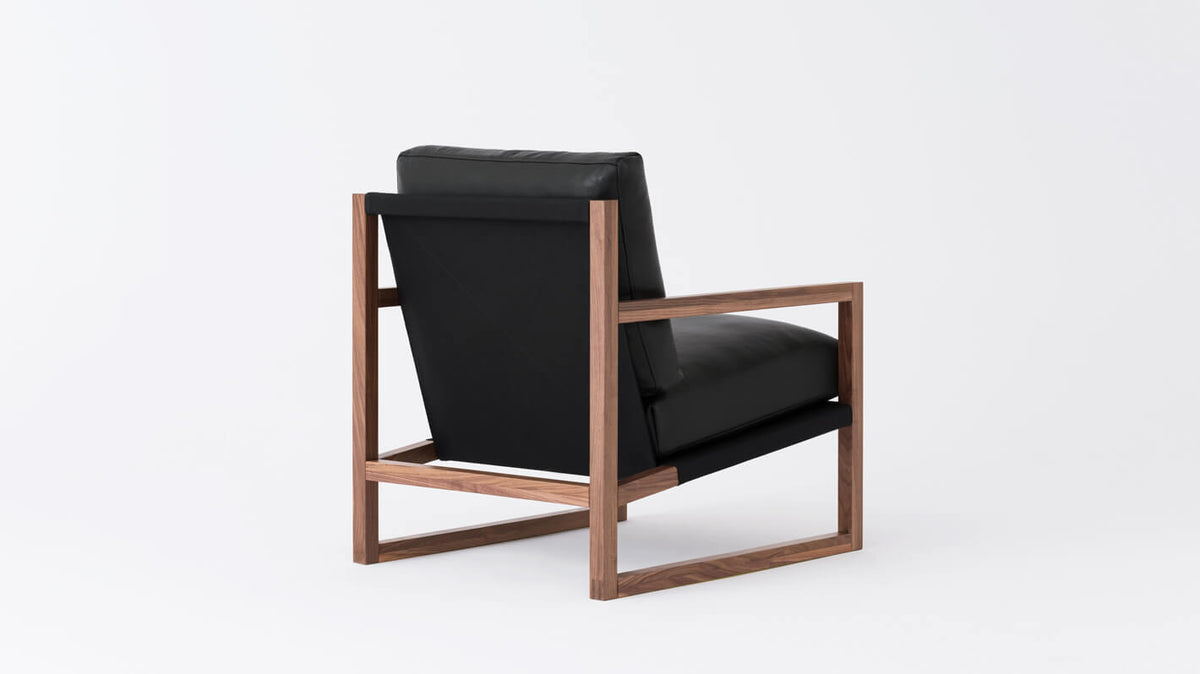 Grade 700 Suave Nero - Back: Cotton Duck Black - Walnut Wood Frame