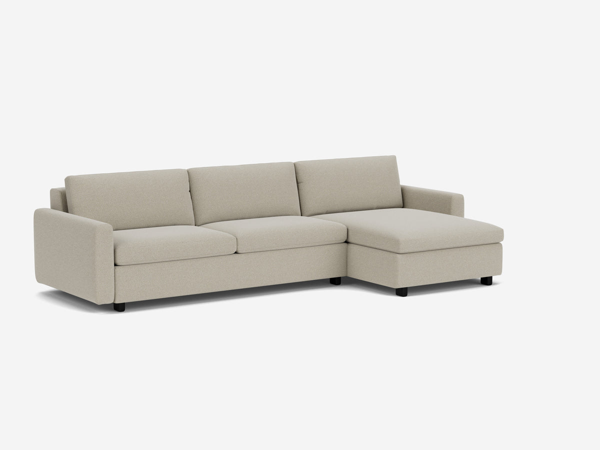 Catrin Grecian Linen with Black Ash Legs - Narrow Arms - Queen - Right Hand Facing Chaise - Non-Storage Chaise