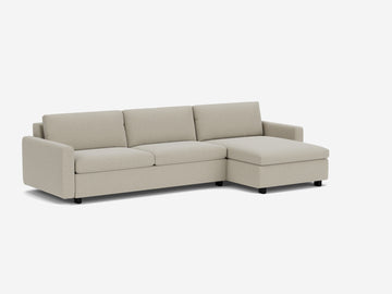 Catrin Grecian Linen with Black Ash Legs - Narrow Arms - Queen - Right Hand Facing Chaise - Non-Storage Chaise