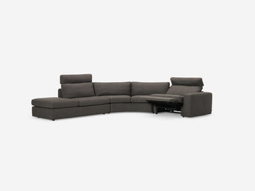 Onno Charcoal Warm Grey with Additional Headrest - Wide Seat - Left Hand Facing Backless Chaise - Wide Track Arm