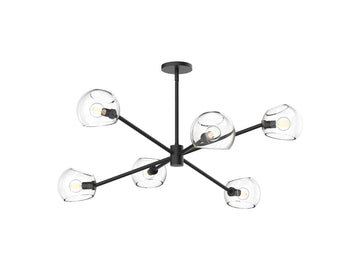 Willow Chandelier – 37" / Clear Glass/Matte Black