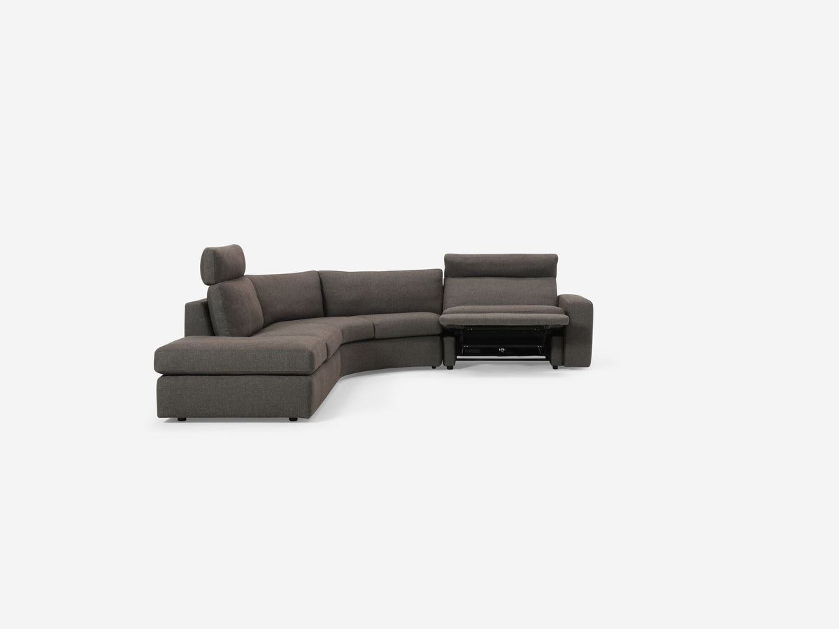 Onno Charcoal Warm Grey with Additional Headrest - Wide Seat - Left Hand Facing Backless Chaise - Wide Track Arm
