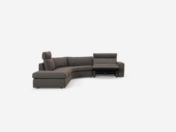 Onno Charcoal Warm Grey with Additional Headrest - Wide Seat - Left Hand Facing Backless Chaise - Wide Track Arm