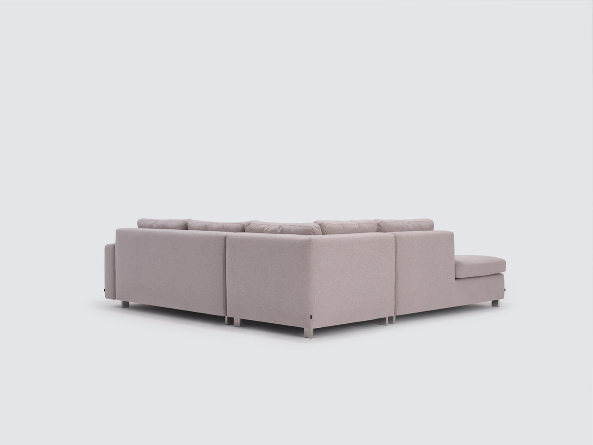 Ava Cloud with Stainless Steel Legs - Left Hand Facing Backless Chaise - Standard Arms