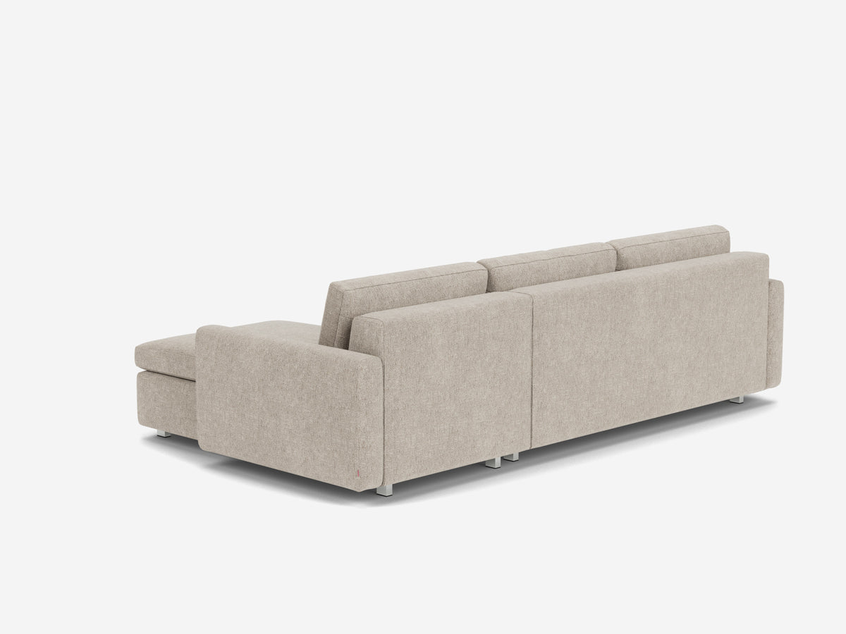 Polo Grey with Stainless Steel Legs - Narrow Arms - Double - Right Hand Facing Storage Chaise