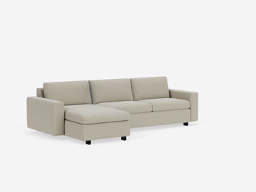 Catrin Grecian Linen with Black Ash Legs - Standard Arms - Double - Left Hand Facing Chaise - Non-Storage Chaise