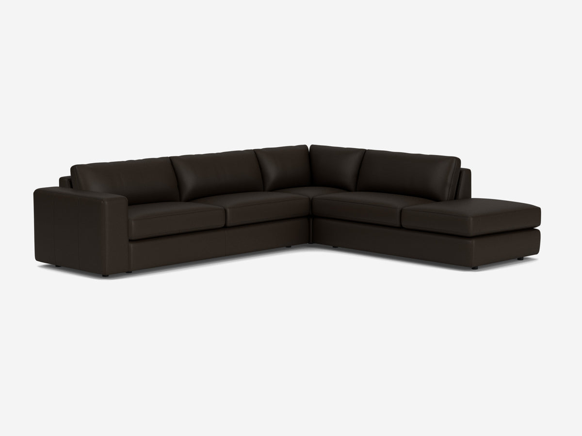 Broadway Granite Leather - Right Hand Facing Backless Chaise