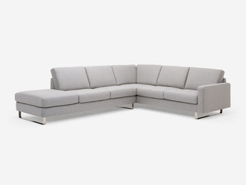 Grade 60 Lana Light Grey with a Metal Sled Base - Left Hand Facing Extended Backless Chaise