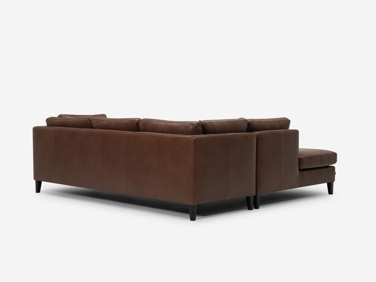 Left Hand Facing Backless Chaise - Classic Mocha with Onyx Legs