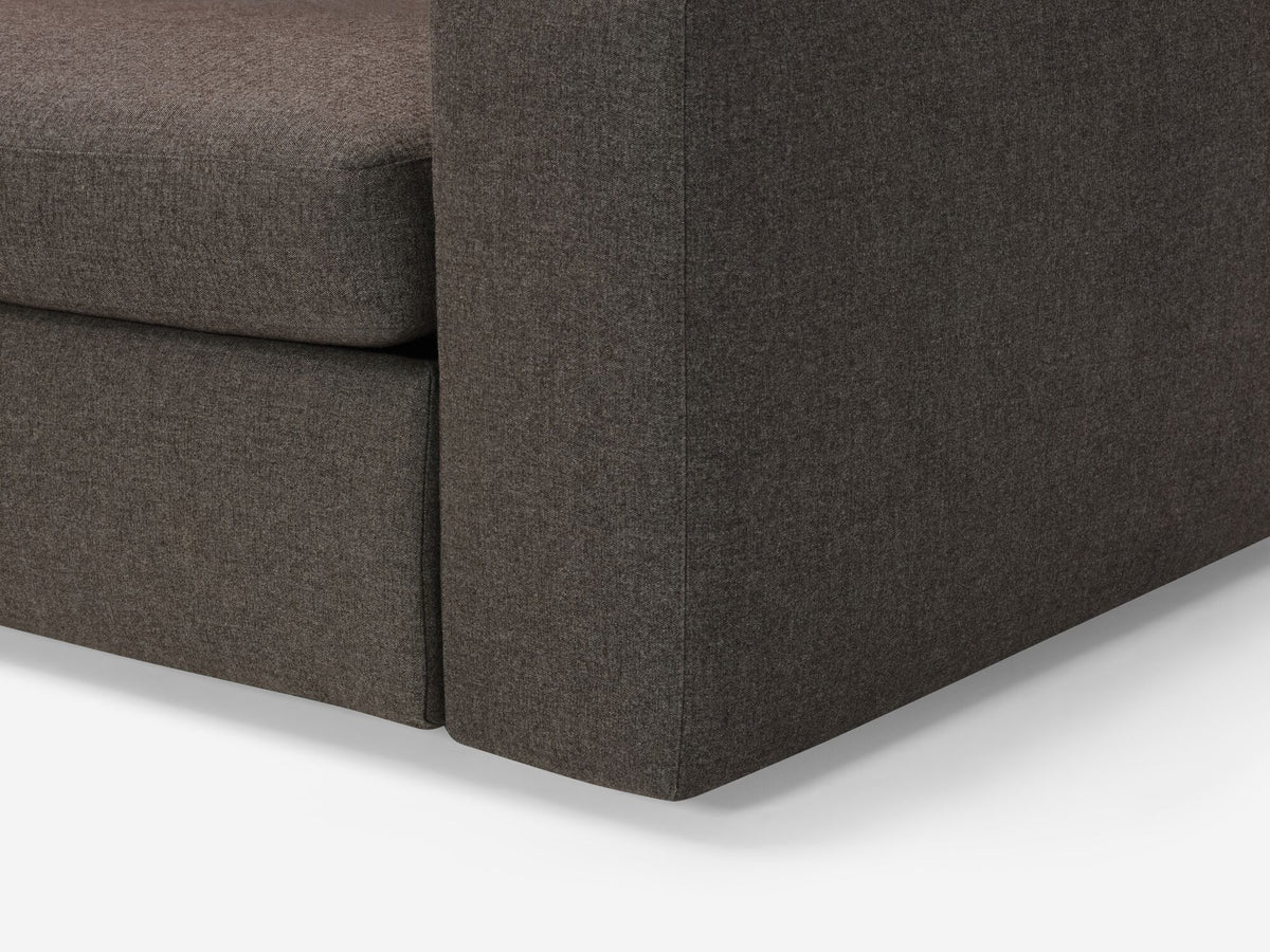 Onno Charcoal Warm Grey with Additional Headrest - Wide Seat - Left Hand Facing Backless Chaise - Wide Track Arm